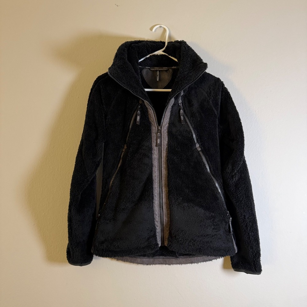 KUHL Flight Jacket Womens Black High Pile Fleece Full Zip‎ Mock Neck Outdoor S